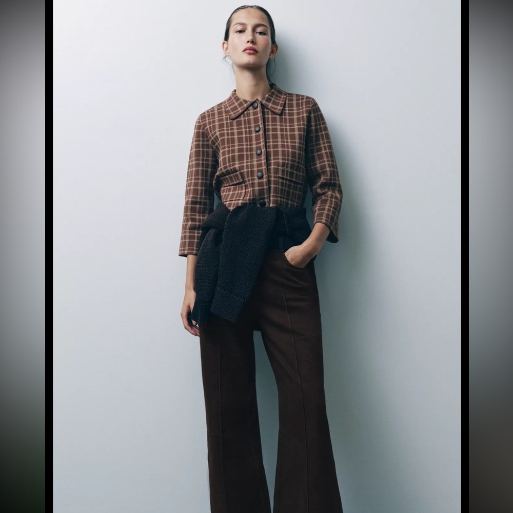 Plaid Brown Women's cardigan - Picture 6 of 6